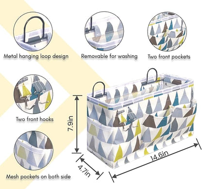 2pcs Large Wall Hanging Organizer Bag, Linen Fabric Door Hanging Storage Baskets with Pockets, Waterproof Bin for Kitchen, Bedroom, Office, RV Camper (Colors)