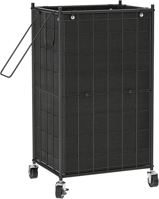 WOWLIVE Laundry Hamper with Wheels,Metal Wire Frame Rolling Laundry Basket with Removable bag,100L Dirty Clothes Hamper Organizer Dorm Room Storage for Bedroom,Bathroom,Black