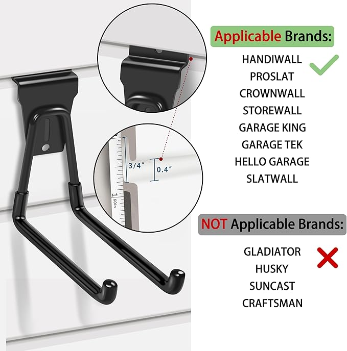 Slatwall Hooks Black 20Pack Firmly and Durable Slatwall Accessories,Perfect for Organizing Garden Tools and Heavy Duty Tools and Garage Hooks Organize Your Space Efficiently