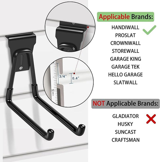Slatwall Hooks Black 20Pack Firmly and Durable Slatwall Accessories,Perfect for Organizing Garden Tools and Heavy Duty Tools and Garage Hooks Organize Your Space Efficiently