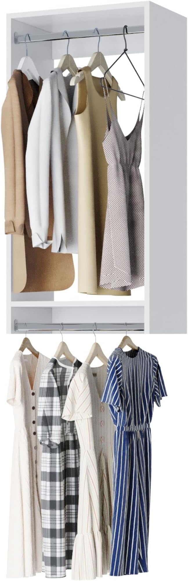 Double Hanging Closet Unit - Modular Closet System For Hanging - Corner Closet System - Closet Organizers And Storage Shelves (White, 25.5 inches Wide) Closet Shelves