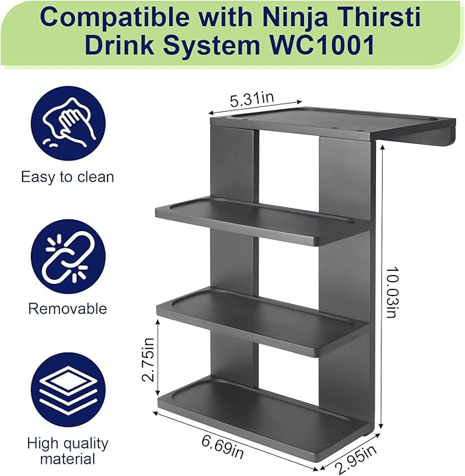Flavor Pod Holder for Ninja Thirsti WC1001 Soda Maker, 12-Pod Capacity Wooden Organizer Rack, Countertop Storage Station & Custom Accessory for Thirsti Drink System (Holder Only)