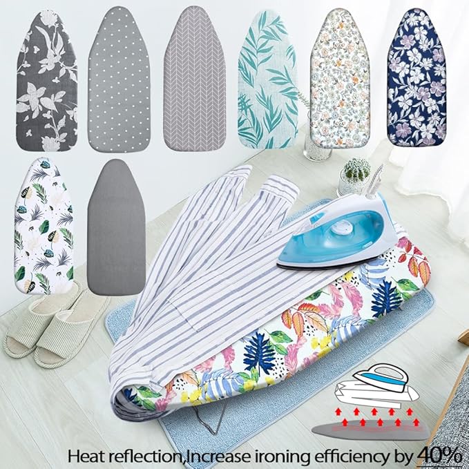 Small Ironing Board Cover Scorch Resistant, Table top Ironing Cover with Padding Heat Reflective Heavy Duty Pad (Colored Leaves, 12.5"x32")