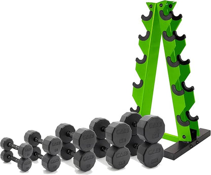 CAP Barbell 150 LB Coated Hex Dumbbell Weight Set with Vertical Rack | Multiple Options