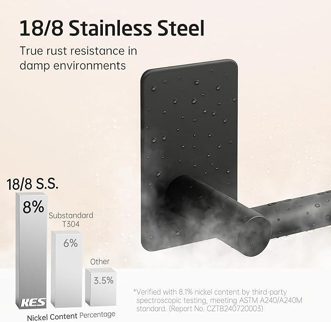 KES 30-Inch Towel Bar for Bathroom Self Adhesive Hand Towel Holder No Drill Wall Mounted SUS 304 Stainless Steel Matte Black, A7000S75B-BK