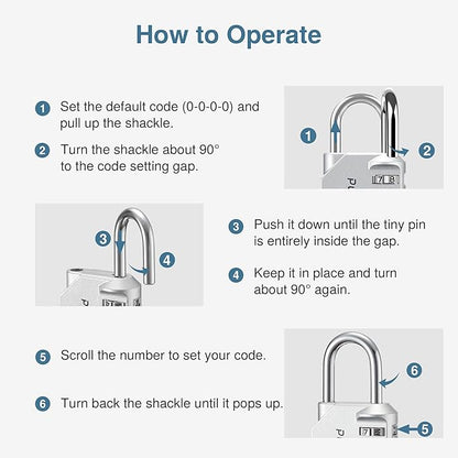 Puroma 1 Pack Combination Lock for Locker 4 Digit Outdoor Waterproof Padlock for School, Gym, Sports, Fence, Toolbox, Gate, Case, Outdoor, Hasp Storage, Cabinets (Silver)