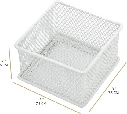 Annova Stackable Mesh Drawer Cabinet and Shelf Organizer Bins Storage Basket School Office Supply Holder Tray- Set of 2 (White, 3x3x2 Inch)