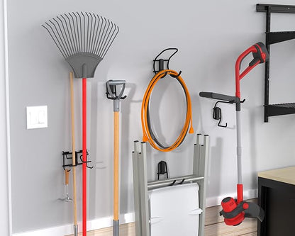 ClosetMaid MaxLoad 5-Pack Garage Hooks & Hangers Wall Mount Heavy Duty Storage for Cords, Power Equipment, Long Handle Tools, Cords, Hoses, Shovels, Black