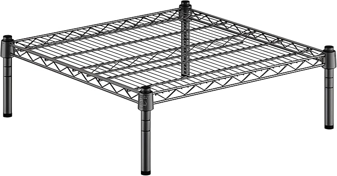 24" x 24" x 8" Black Epoxy Wire Storage Shelf, Dunnage Rack, Commercial 1 Tier Small Shelf