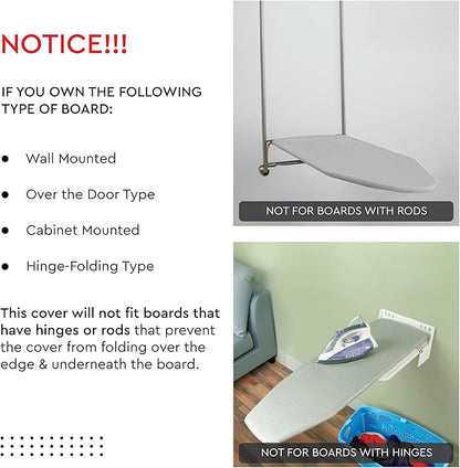 Encasa XO Ironing Board Cover and Pad 49"x18" - 4mm Felt Wide Iron Board Cover with Padding - Heat Resistant, Stain-Safe Dye, Non Slip Elastic Bungee Cord Tightening Iron Table Cover Mango