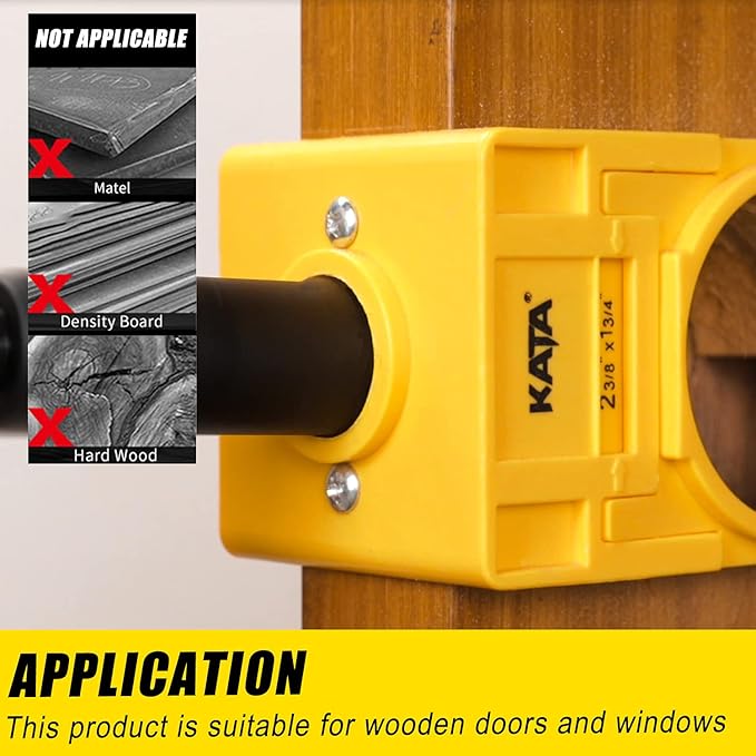 KATA 1-3/8" - 1-3/4" Door Lock Installation Kit for Wooden Doors with Guide Template, Door Lock Hole Saw, Carbon Steel