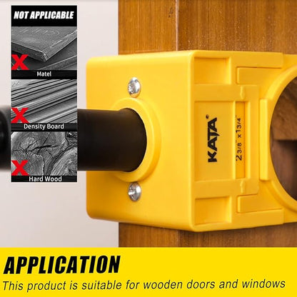 KATA 1-3/8" - 1-3/4" Door Lock Installation Kit for Wooden Doors with Guide Template, Door Lock Hole Saw, Carbon Steel