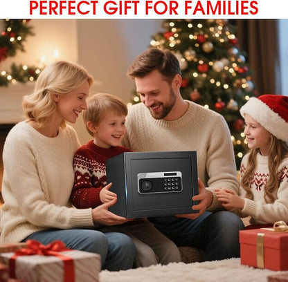 1.3 Cuft Small Safes for Home Use Fire and Water Proof, Anti-theft Fireproof Lock Box with Electronic Keypad, Alarm System and Removable Shelf, Fire Proof Safe for Home Documents, Valuables