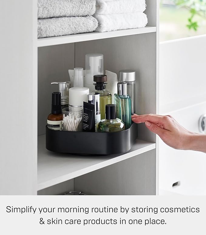 Yamazaki Home Tower 360° Rotating Storage Rack – Non-Slip Lazy Susan Organizer for Cosmetics, Skincare, and Spices - Abs Plastic