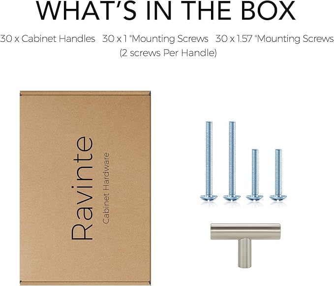 Ravinte 2'' Cabinet Handles Stainless Steel Satin Nickel Kitchen Cabinet Hardware Handles of Kitchen Cupboard Handles 30 Pack