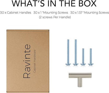 Ravinte 2'' Cabinet Handles Stainless Steel Satin Nickel Kitchen Cabinet Hardware Handles of Kitchen Cupboard Handles 30 Pack