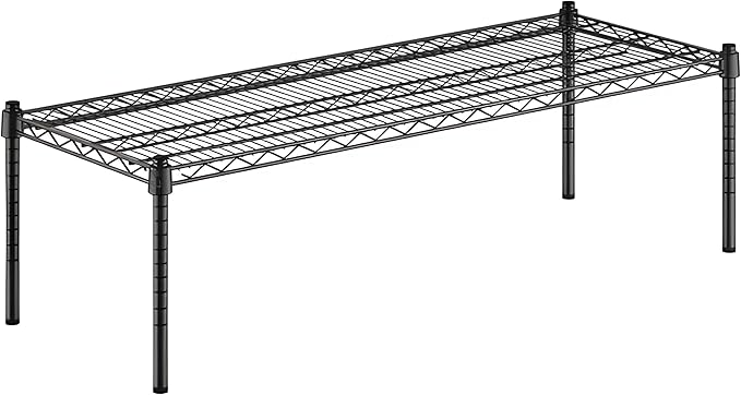 18" x 48" x 14" Black Epoxy Wire Storage Shelf, Dunnage Rack, Commercial 1 Tier Small Shelf