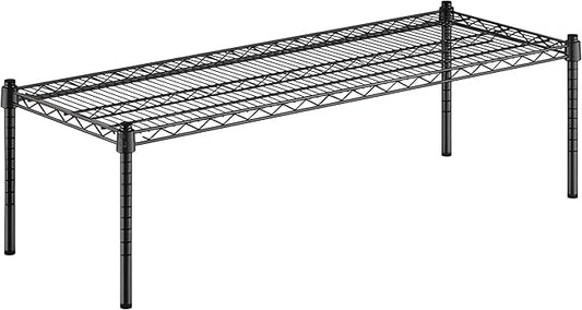 18" x 48" x 14" Black Epoxy Wire Storage Shelf, Dunnage Rack, Commercial 1 Tier Small Shelf