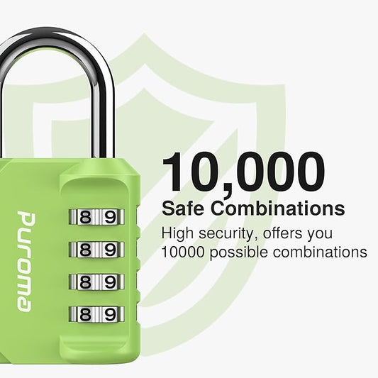 Puroma 2 Pack Combination Lock for Locker 4 Digit Outdoor Waterproof Padlock for School, Gym, Sports, Fence, Toolbox, Gate, Case, Outdoor, Hasp Storage, Cabinets (Yellow-Green)