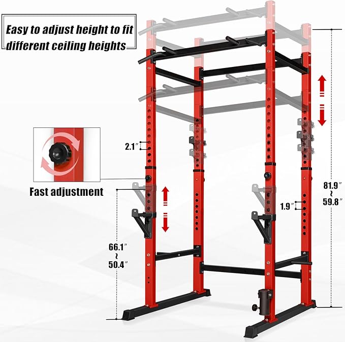 Bongkim Power Rack, Rack Cage for Weight Training, Adjustable Squat Stand Rack for Home Gym Equipment, Lifting Cage with 660lb Capacity