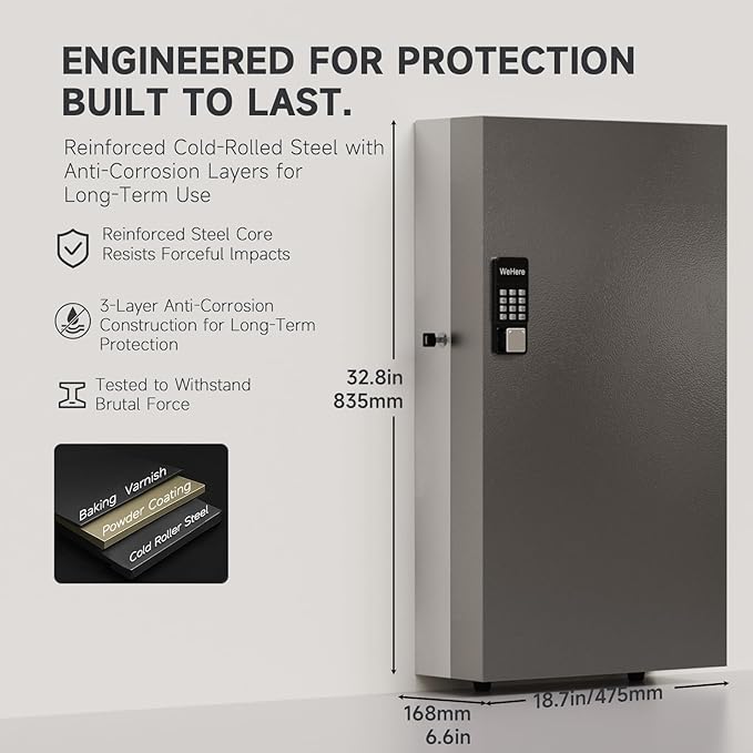 WeHere Key Lock Box with Code, 360-Key Cabinet with Bluetooth App Access, One-Time Password Unlock, Remote Unlock via Gateway, Steel Key Storage Box for Office, School, Garage and Property Management