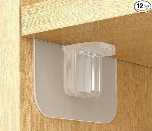12 Pack Shelf Support Peg,Self Adhesive Shelves Clips,Strong Partition Pin for Kitchen Cabinet Book Shelves Closet Brackets Clapboard Layer