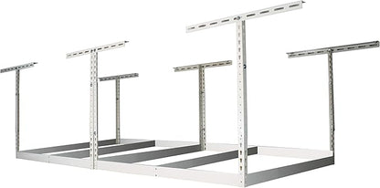 MonsterRax 4x8 Overhead Garage Storage Rack Frame Kit - Hanging Storage Shelves, Ceiling Storage Rack System, Overhead Garage Organizers And Storage, Ceiling Shelving - (White, 18"-33")