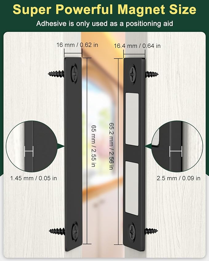Jiayi 6 Pack Ultra Thin Magnets Latch, 30 Lb Kitchen Door Magnetic Catch Screw on Adhesive, Strong Cabinet Double Magnet Catch for Wardrobe Closet Door Drawer Wardrobe Cupboard Closing