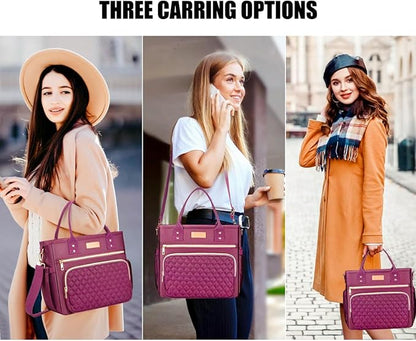 EASYA Large Lunch Bags for Work Insulated/Insulated Adult Lunch Box for Women/Durable Nylon Thermal Lunch Bag for Women/Leakproof Cooler Lunch Tote Bag with Storage Pocket (Burgundy Red)