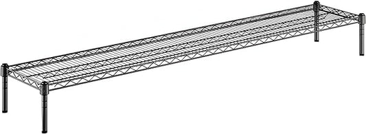 14" x 72" x 8" Black Epoxy Wire Storage Shelf, Dunnage Rack, Commercial 1 Tier Small Shelf