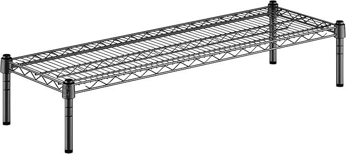 14" x 42" x 8" Black Epoxy Wire Storage Shelf, Dunnage Rack, Commercial 1 Tier Small Shelf