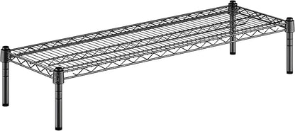 14" x 42" x 8" Black Epoxy Wire Storage Shelf, Dunnage Rack, Commercial 1 Tier Small Shelf