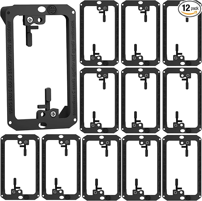 BestMounts Low Voltage Mounting Bracket 1 Gang, 12 Pack for Single Gang Wall Plate, Telephone Wires, Network Cables, HDMI, Coaxial, Speaker Cables - Low Voltage Box Cable Wall Plate Bracket, Mud Ring