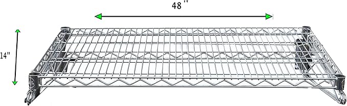 Heavy Duty Chrome Wire Wall Shelf – NSF Certified Commercial Storage Rack, Adjustable Brackets, Steel Wire Shelf for Kitchen, Garage, Pantry, Restaurant (14" x 48")