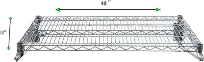 Heavy Duty Chrome Wire Wall Shelf – NSF Certified Commercial Storage Rack, Adjustable Brackets, Steel Wire Shelf for Kitchen, Garage, Pantry, Restaurant (14" x 48")
