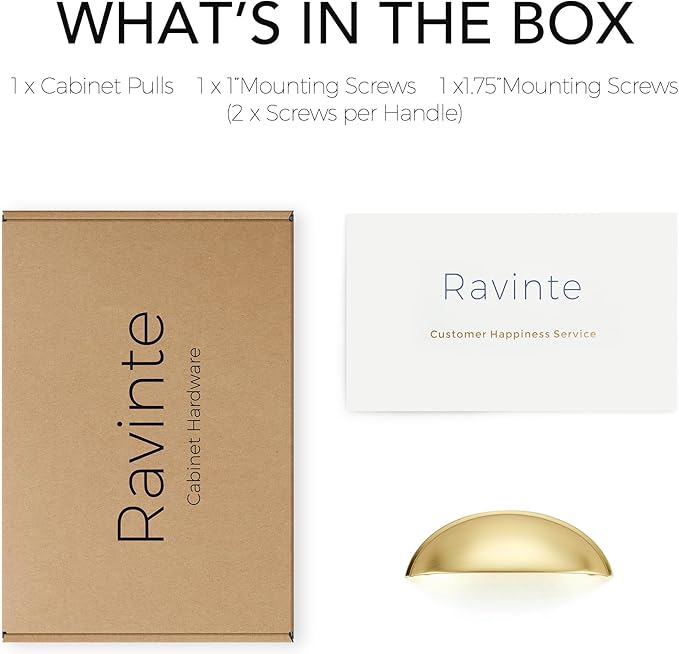 Ravinte 1 Pack 3" Drawer Pulls Brushed Brass Cabinet Cup Pulls Kitchen Hardware Cabinet Handles Drawer Handles Knobs 3 inch Hole Center