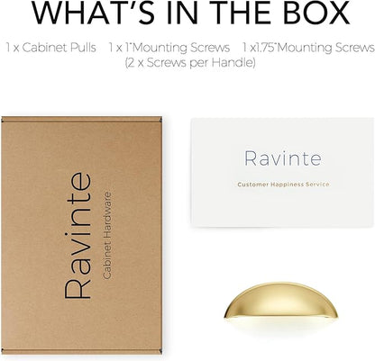 Ravinte 1 Pack 3" Drawer Pulls Brushed Brass Cabinet Cup Pulls Kitchen Hardware Cabinet Handles Drawer Handles Knobs 3 inch Hole Center