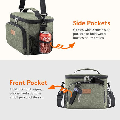 Lifewit Reusable Insulated Lunch Bag, Portable Cooler Freezable Soft Lunchbox Leakproof with Adjustable Shoulder Strap for Men Women Adult for Work Picnic or Travel, 9L 12 Can, Dark Green