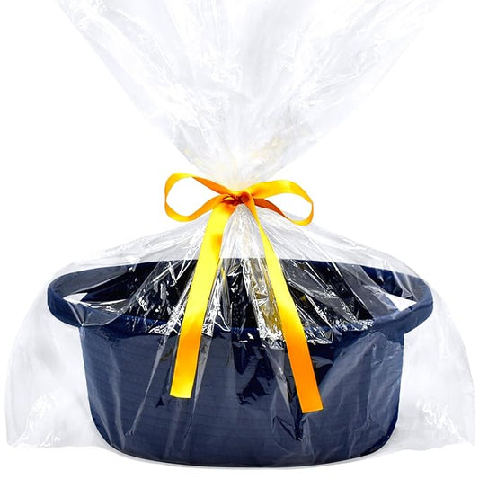 ABenkle Small Woven Basket with Gift Bag and Ribbons, 12" x 8" x 5" - Cute Decorative Gift Basket Nursery Storage Organizer for Baby Showers Holidays