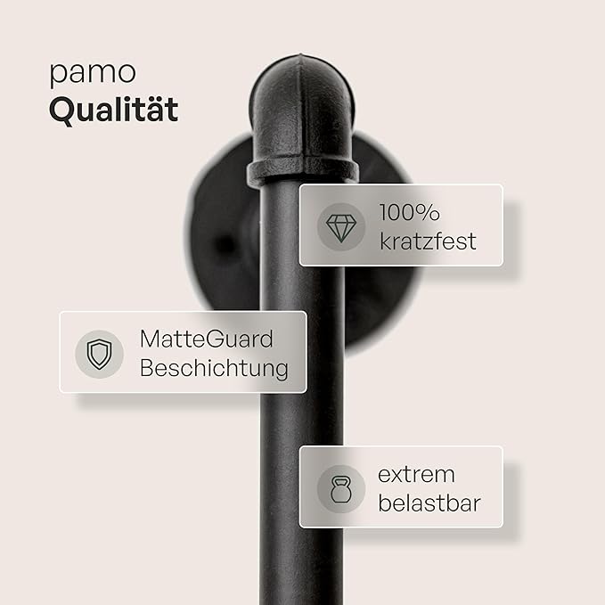 pamo Black Industrial Pipe Clothing Rack - LOFT III - Steplessly Adjustable Closet Organizer System for Ceiling Heights between 86" - 98"- Suitable as Closet Clothes Rack or Room Divider