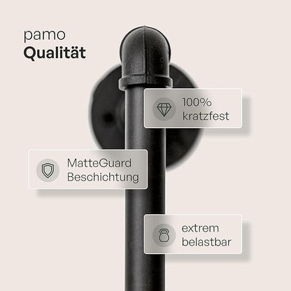 pamo Black Industrial Pipe Clothing Rack - LOFT III - Steplessly Adjustable Closet Organizer System for Ceiling Heights between 86" - 98"- Suitable as Closet Clothes Rack or Room Divider