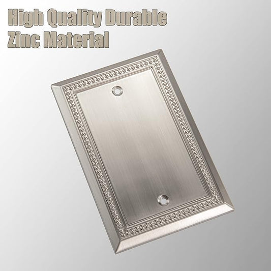 Henne Bery Sunken Pearls Heavy Duty Decorative Wall Plate Switch Plate Outlet Cover (Single Blank, 2 Pack, Satin Nickel)