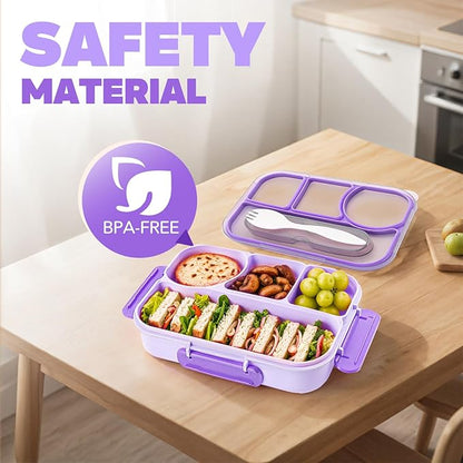 EASYFUN Bento Box Adult, Lunch Box, 4-Compartment Lunch Containers, Drop-Proof, Dishwasher Safe & Made with BPA-Free Materials (Green)