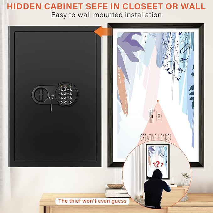 23.62'' Tall Extra Large Home Safe Box, Safe with Fireproof Waterproof Document Bag, Digital Keypad and 3 Removable Steel Shelves, Security Box for Money Medicines Jewelry Valuables