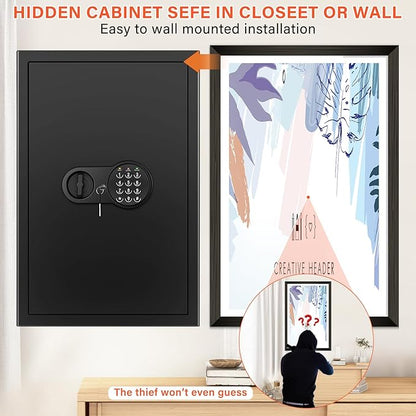 23.62'' Tall Extra Large Home Safe Box, Safe with Fireproof Waterproof Document Bag, Digital Keypad and 3 Removable Steel Shelves, Security Box for Money Medicines Jewelry Valuables