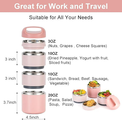 Lille Home 3-Layer Stainless Steel Lunch Box 1.43L- Leakproof, BPA-Free Insulated Bento Box for On-the-Go Meal Prep, Stackable Food Container for Women & Men