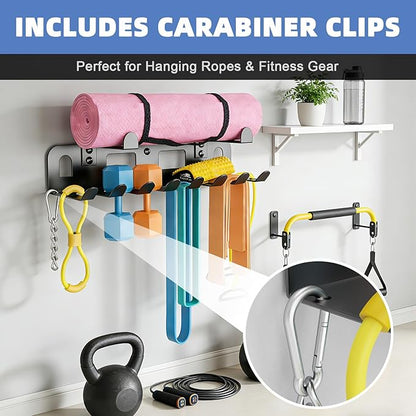 Multi-Purpose Gym Equipment Storage Rack for Resistance Bands,Heavy-Duty Wall-mounted Gym Home Rack for Exercise Bands,Yoga mat,Jump Ropes,Barbells,Home Gym Accessories Organization Storage Rack