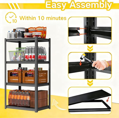 Kitchen Storage Shelves, 54''H*20''W Microwave Stand, Adjustable Metal Shelving, 1600LBS Bakers Rack, Black Kitchen Shelf, 4-Tier Shelving Unit for Bathroom, Pantry, Laundry, Closet, Garage