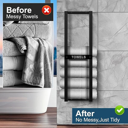 Towel Rack for Rolled Towels, Wall Mounted Bathroom Towel Rack, Wall Mounted 31 inch, Towel Rack for Rolled Towels for Modern Storage