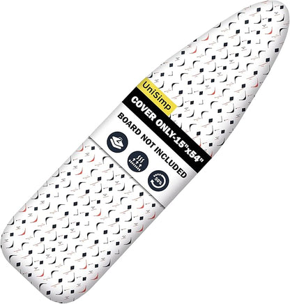 Ironing Board Cover and Pad 15"x54" Extra Thick Natural Cotton, Scorch and Stain Resistant Padding, Standard Size Iron Board Cover with Fasteners Heavy Duty Elastic Edge, Heatproof Boomerang